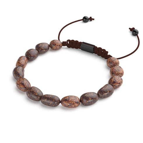 Bracelet en macramé avec galets et pierres précieuses, bronze | bronze à canon